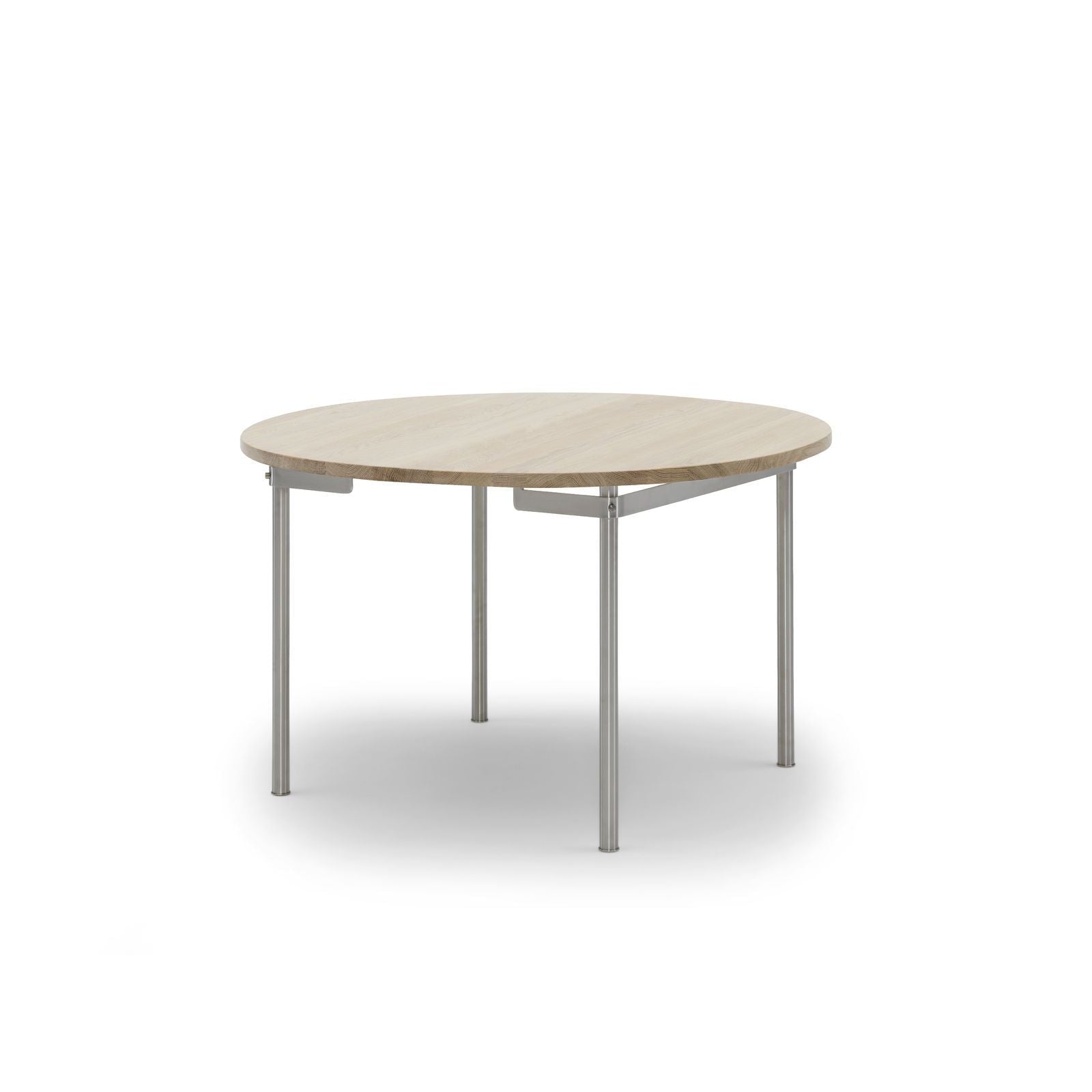 Carl Hansen CH388 Mesa de comedor Acero inoxidable sin placas adicionales, roble engrasado blanco