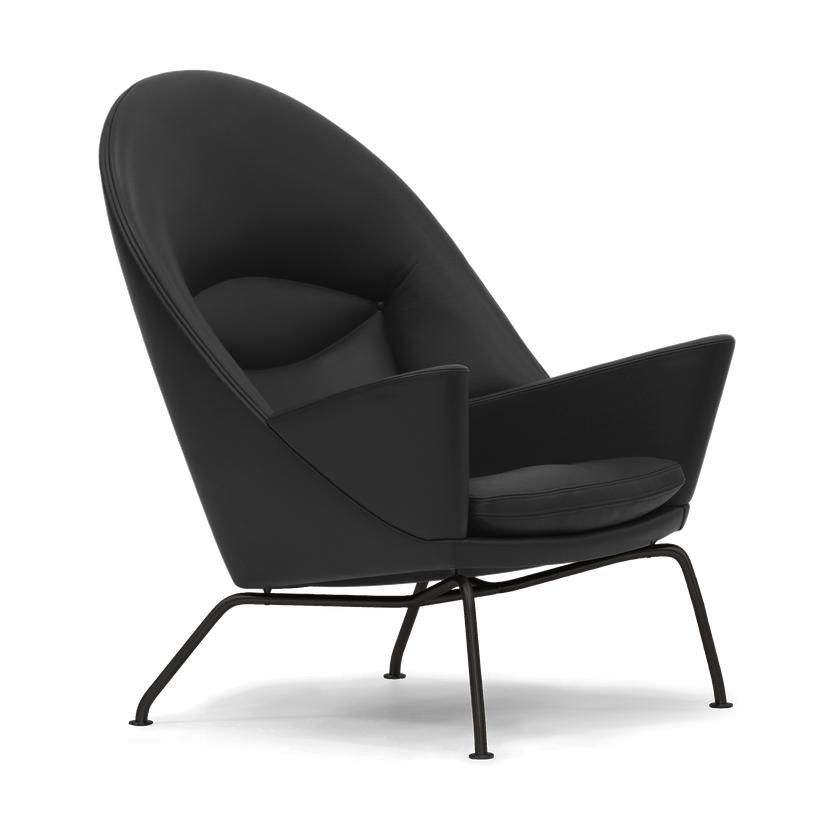 Carl Hansen CH468 Oculus stoel, zwart staal/zwart leer