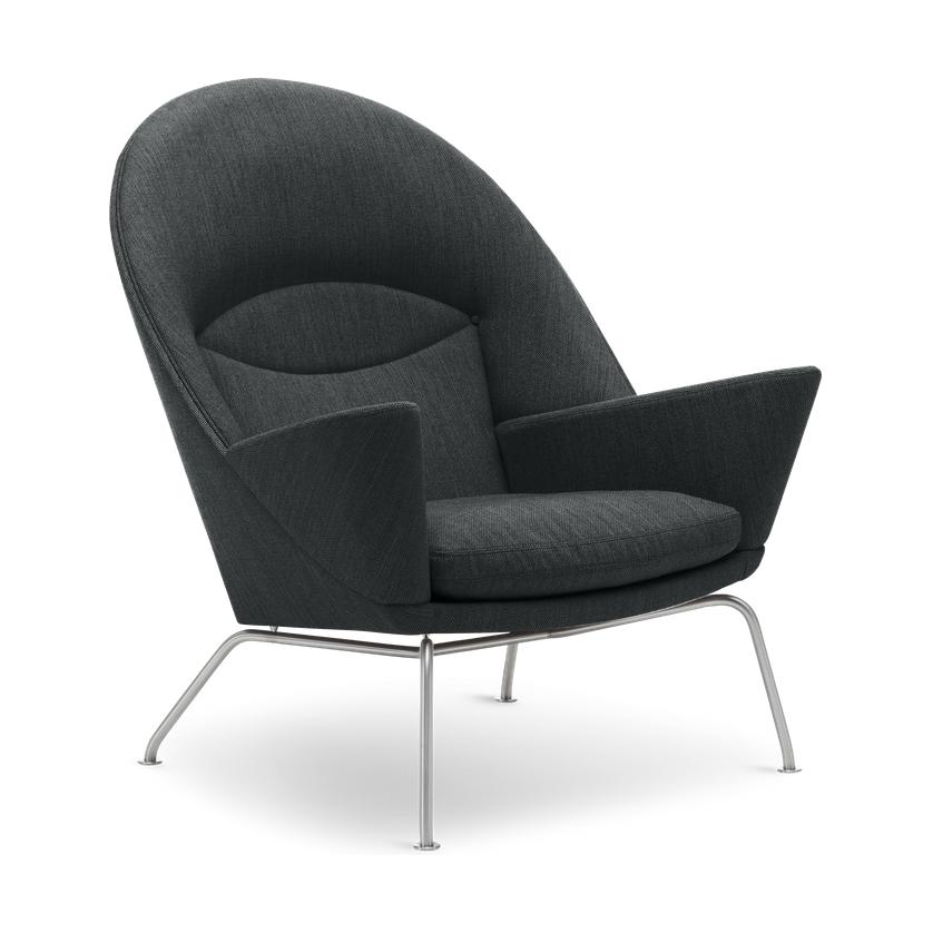 Carl Hansen CH468 Cadeira Oculus, aço/tecido preto
