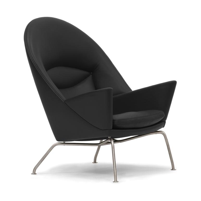 Carl Hansen CH468 Oculus stoel, staal/zwart leer
