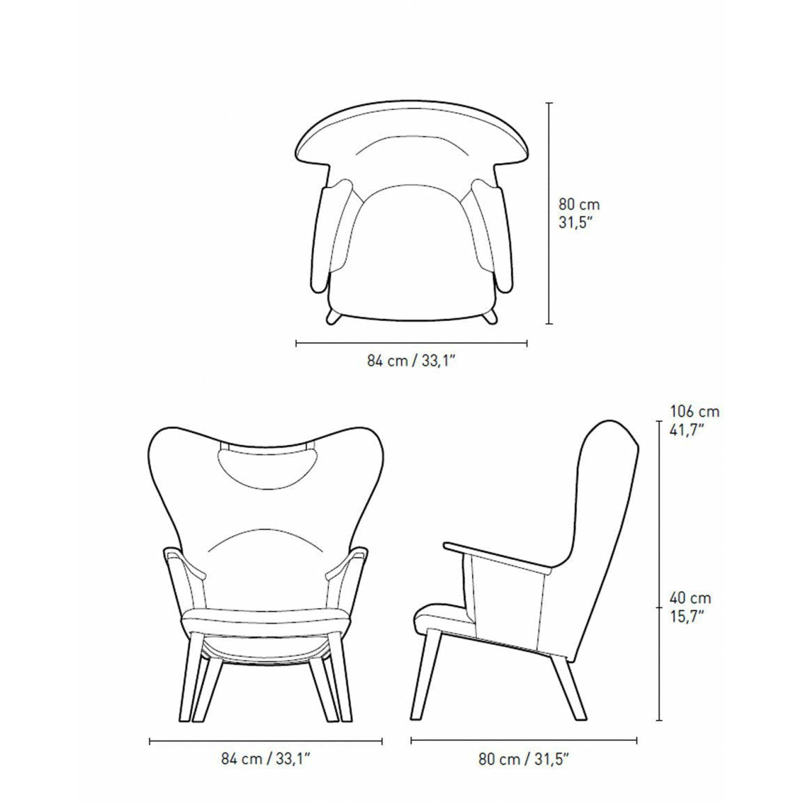Carl Hansen CH78 Mama Bear Lounge Chair, Oak Hiled / Blue Fiord 0782