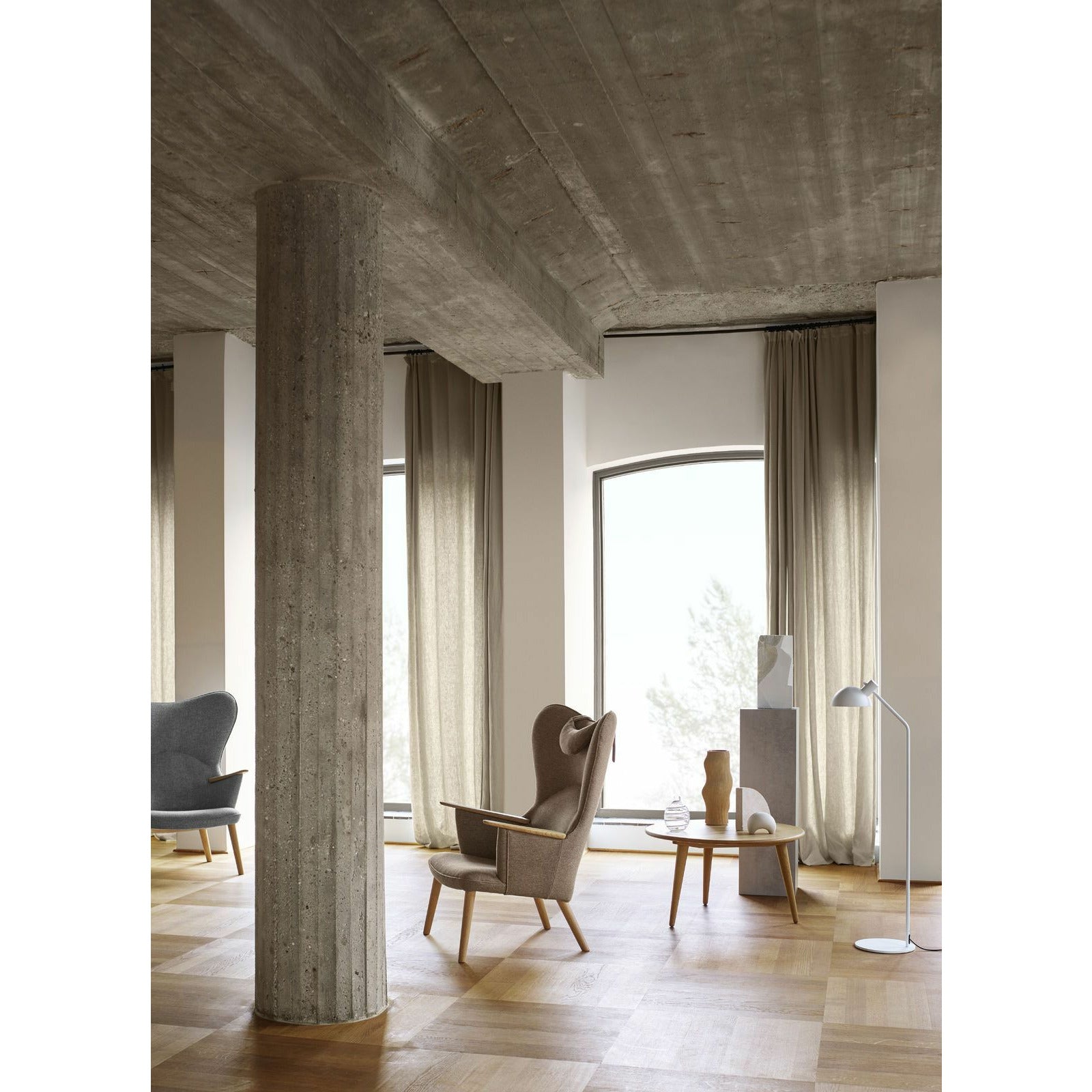 Carl Hansen CH78 Silla de salón Mama Bear, roble engrasado/marrón Fiord 0271