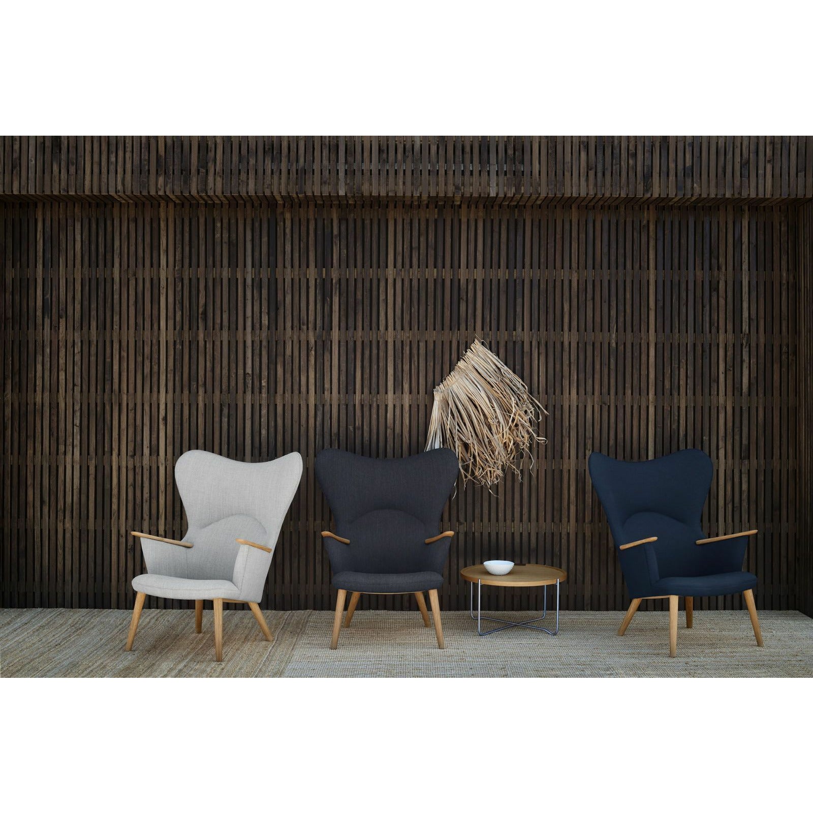 Carl Hansen CH78 Mama Bear Lounge Chair, Oak Soap / Blue Fiord 0782