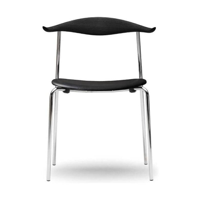 Carl Hansen Ch88 P Cadeira, faia preta/couro preto/cromado