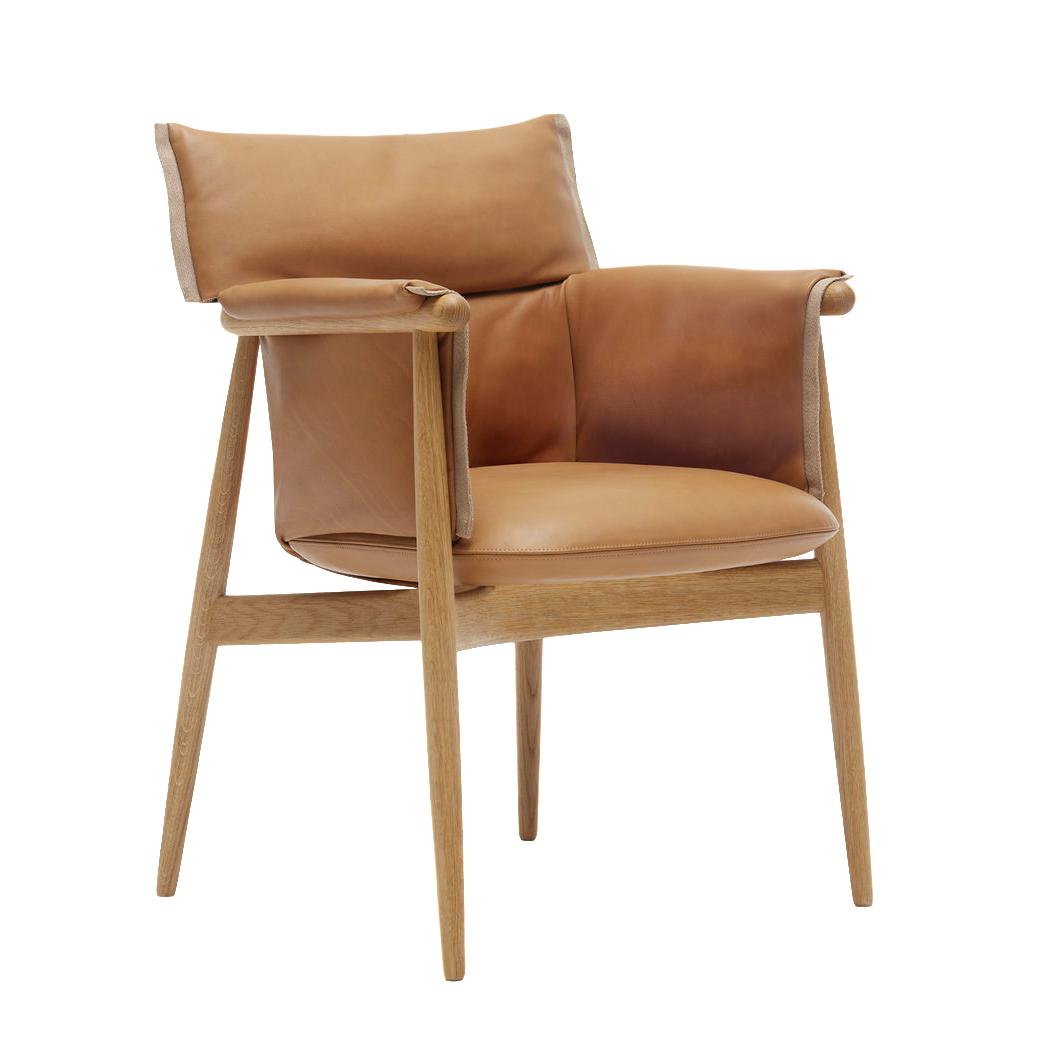 Carl Hansen E005 Embrace sillón, roble engrasado/cuero marrón