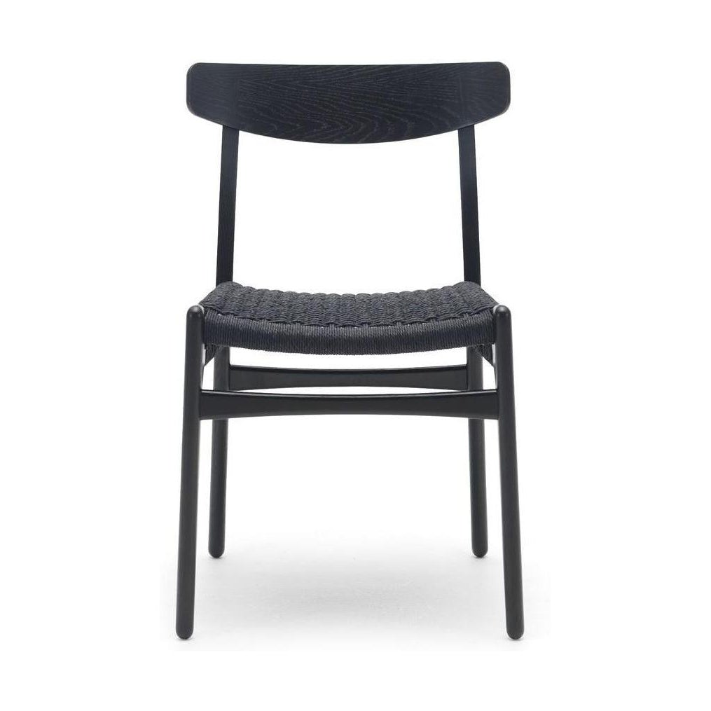 Carl Hansen CH23 stoel, zwart eiken/zwart papier koord