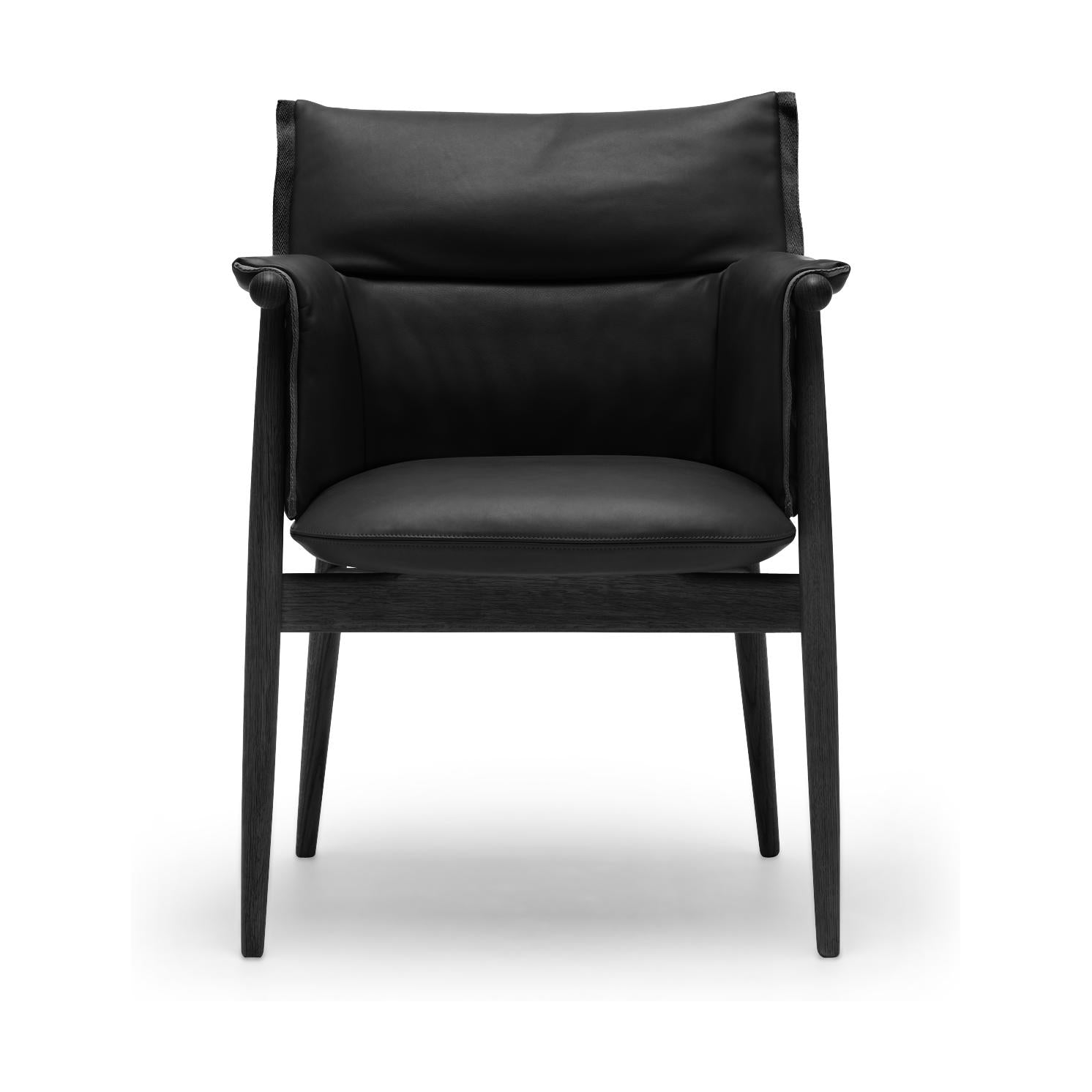 Carl Hansen E005 Embrace stoel, gekleurd eiken/zwart leer