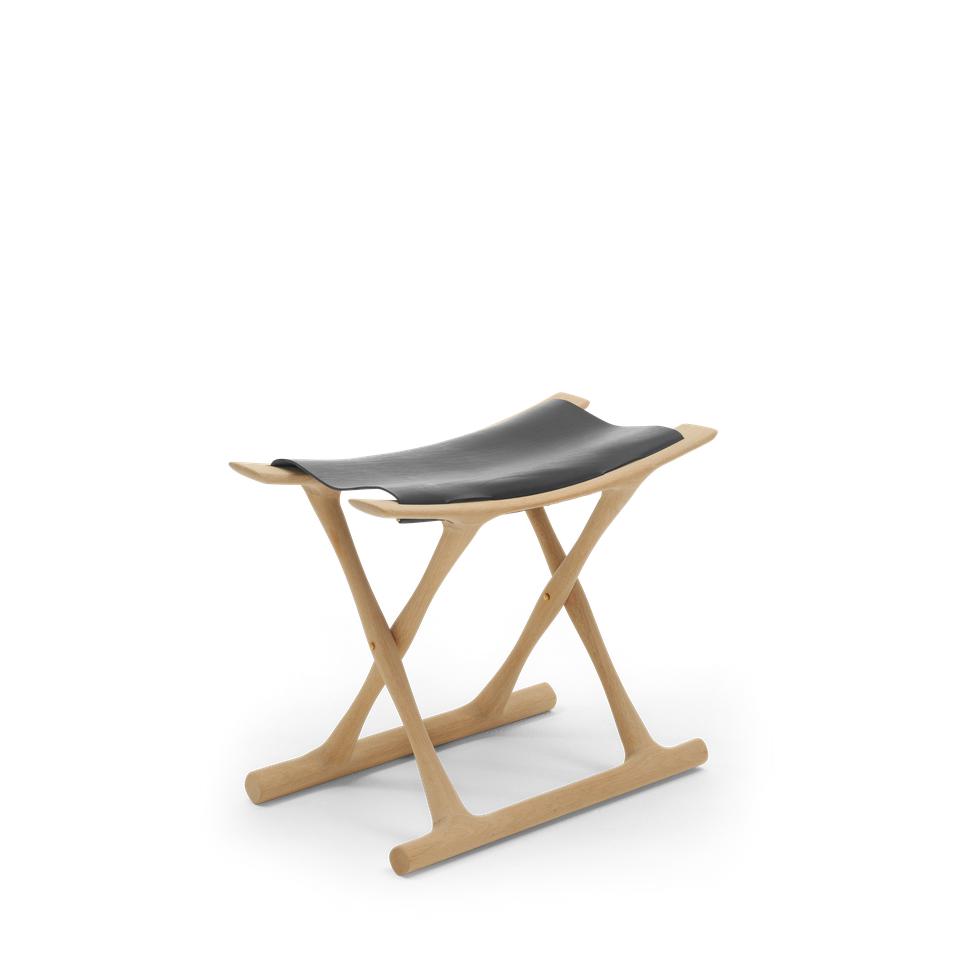 Carl Hansen Ow2000 Tabouret égyptien Chêne huilé/Cuir noir