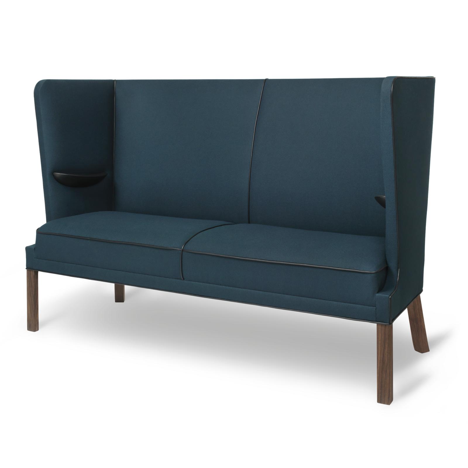 Carl Hansen FH436 Coupé Sofá, tela de nogal engrasado/tela azul