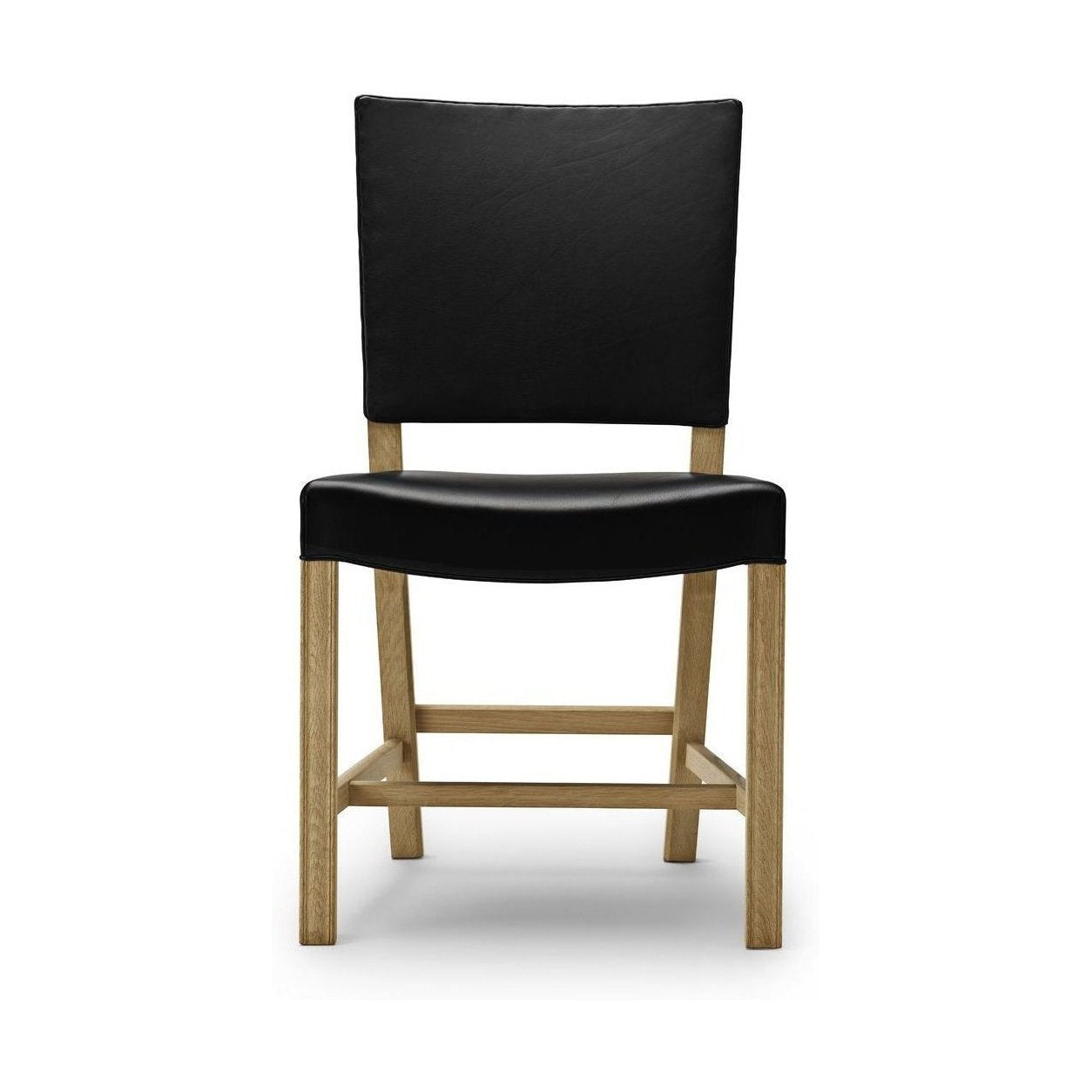Carl Hansen KK37580 stor röd stol, tvålad ek/svart läder