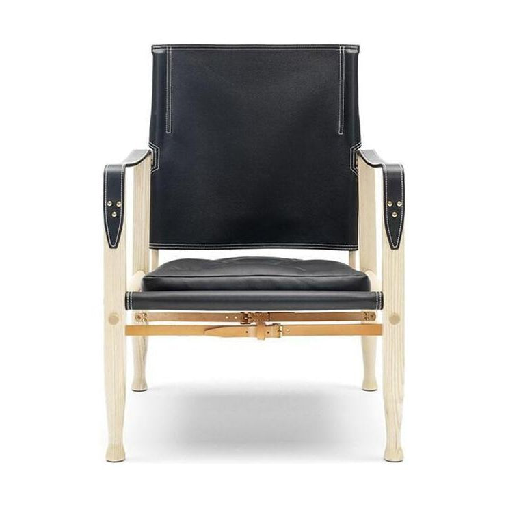 Carl Hansen KK47000 Safari -stoel, geoliede as/zwart leer