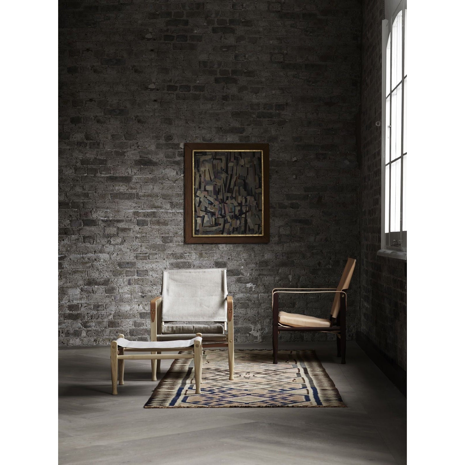 Carl Hansen KK47000 Cadeira Safari, cinzas defumadas/couro preto