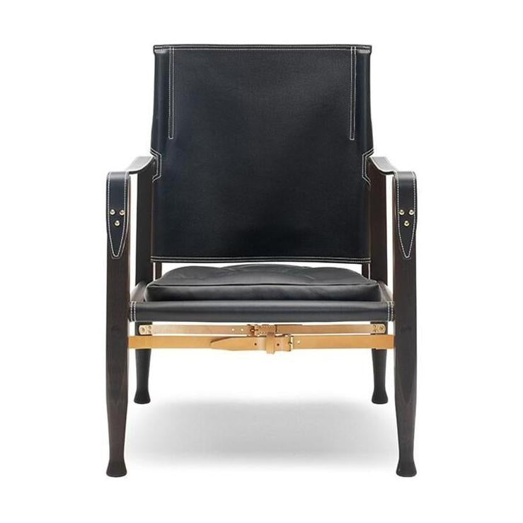 Carl Hansen KK47000 Safari -Stuhl, geräucherte Asche/Schwarzleder