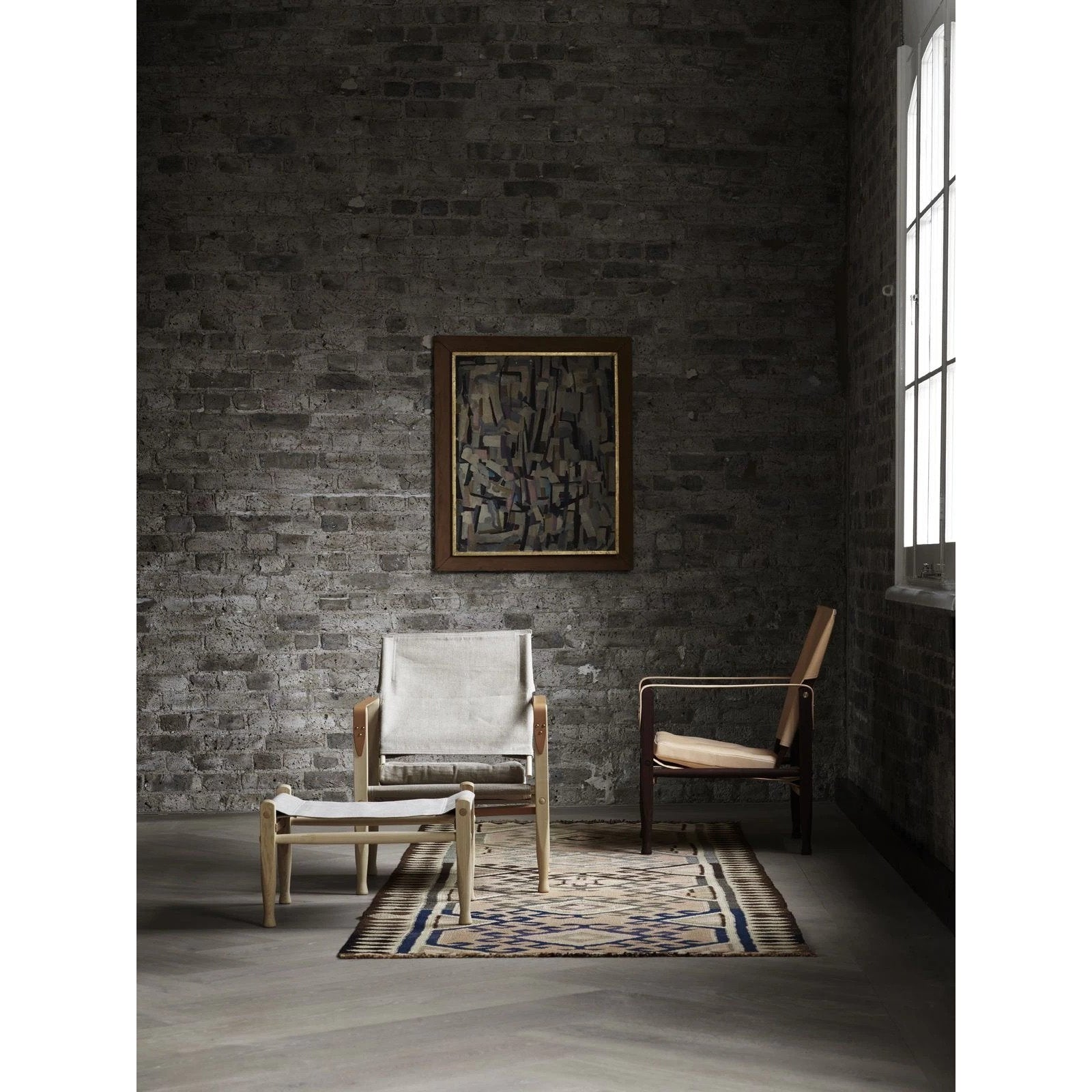 Carl Hansen Kk97170 Safari Repose-pieds Frêne fumé/tissu blanc