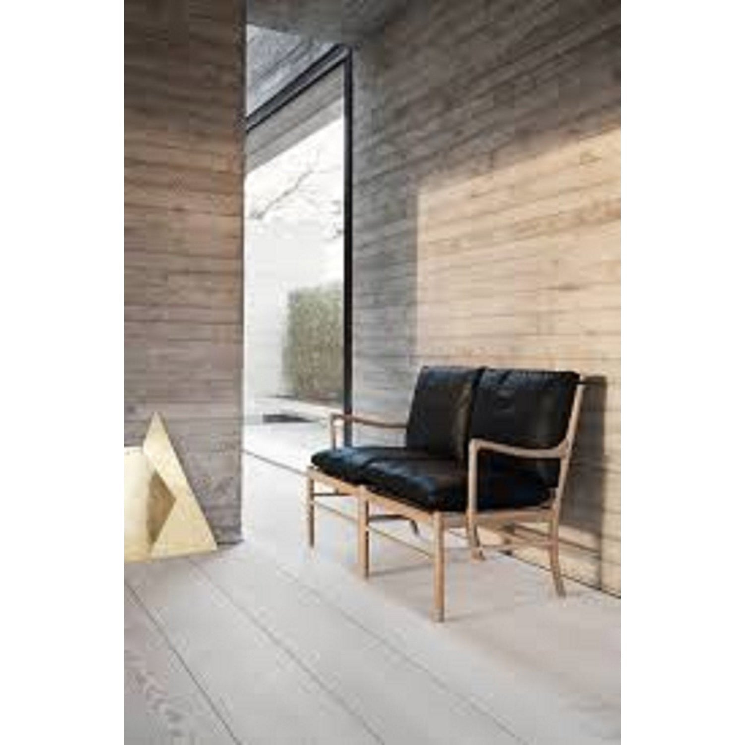 Carl Hansen - Ow149 2 - Canapé colonial, noyer huilé/cuir noir