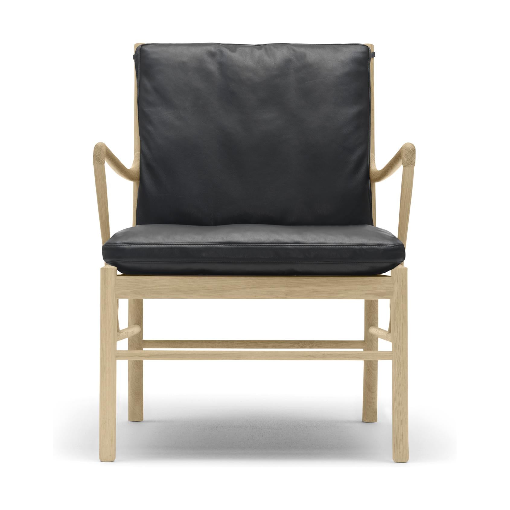Carl Hansen Ow149 Chaise coloniale, chêne huilé/cuir noir