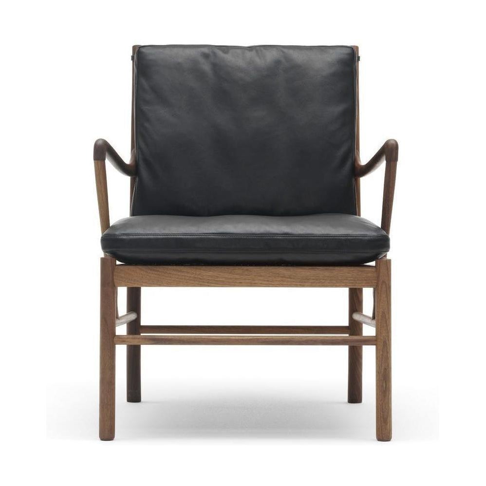 Carl Hansen Ow149 Chaise coloniale, noyer huilé/cuir noir