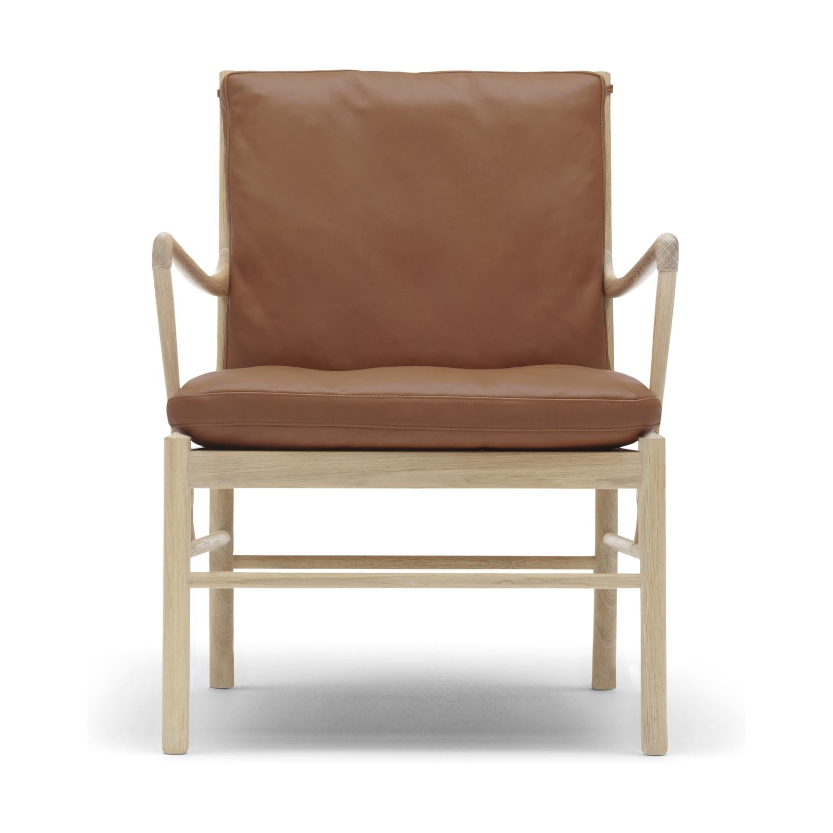 Carl Hansen OW149 Cadeira Colonial, Oak Sacado/couro marrom escuro