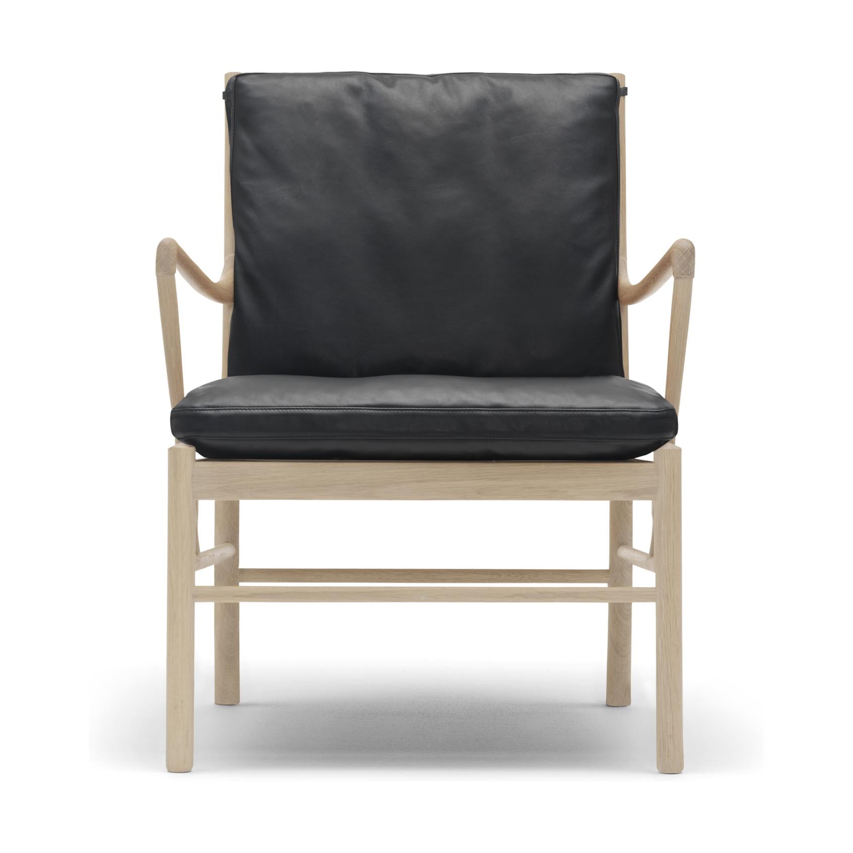 Carl Hansen Ow149 Chaise coloniale, chêne huilé blanc/cuir noir
