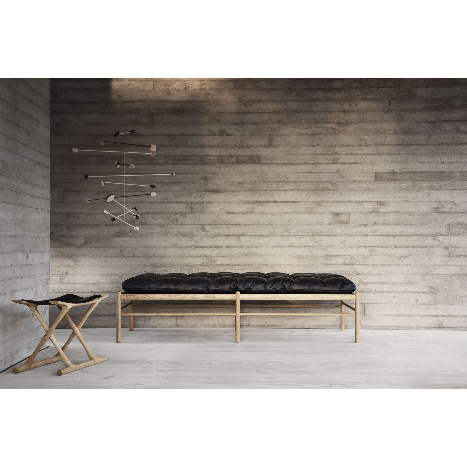 Carl Hansen OW150 lit de repos, chêne huilé / cuir brun doré