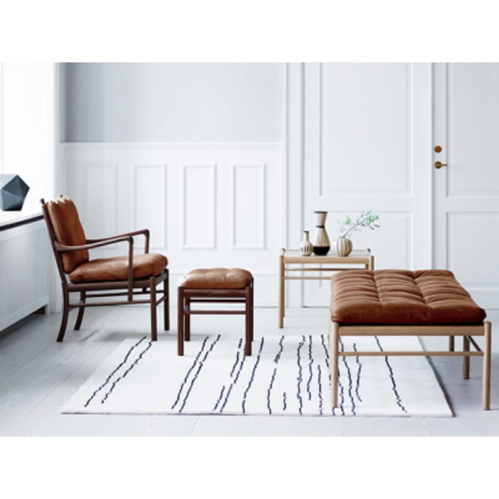 Carl Hansen Ow149 F Repose-pieds pour chaise coloniale, chêne huilé blanc/cuir noir