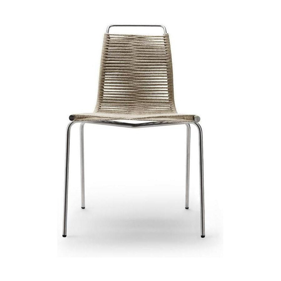 Carl Hansen PK1 stol, stål/naturlig ledning