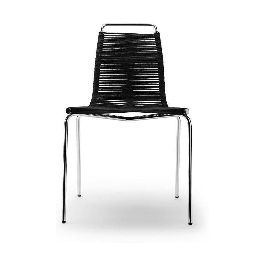 Carl Hansen PK1 -stoel, staal/zwarte vlaglijn