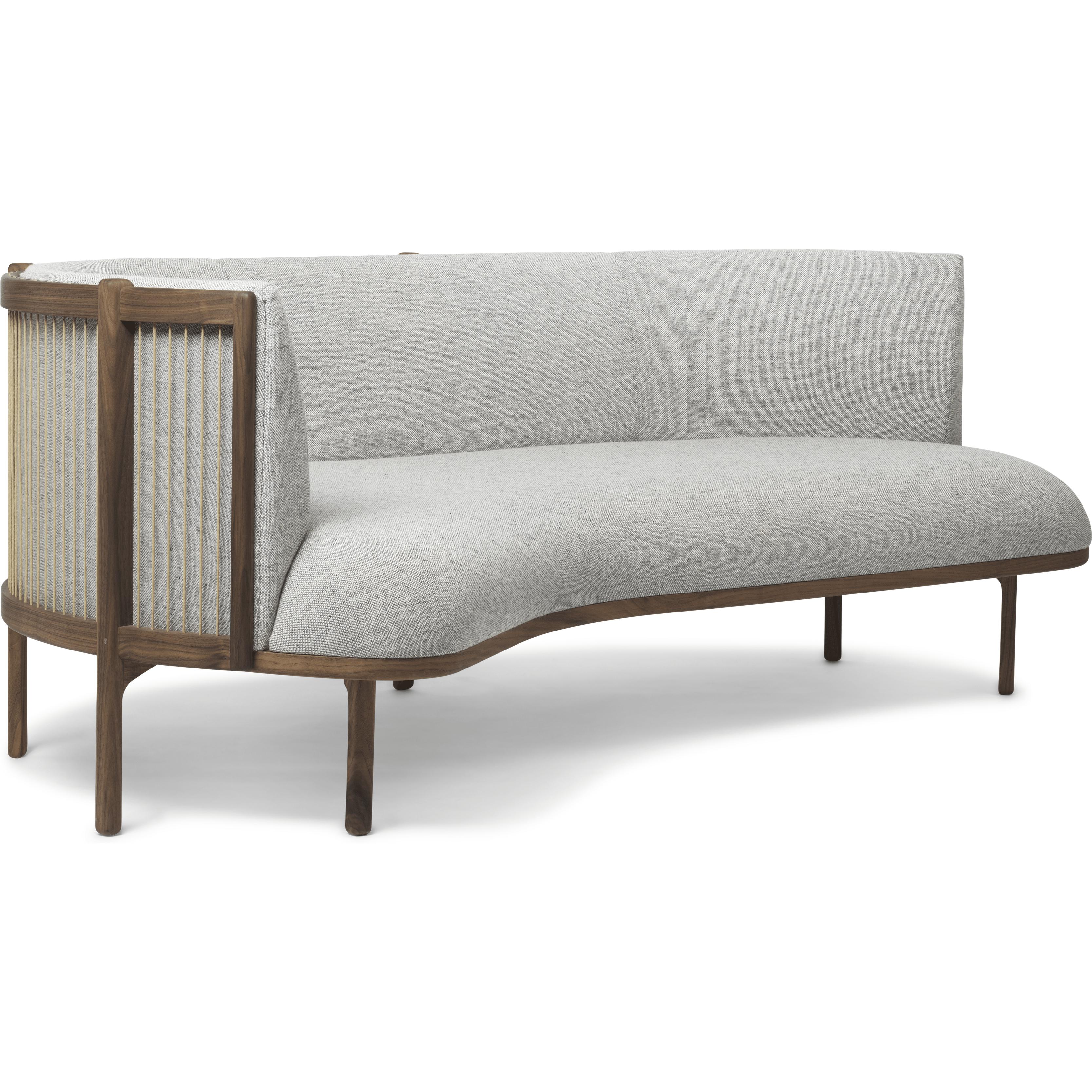 Carl Hansen RF1903 L Sidayways Sofa 3 -sæder forlod valnøddeolie/Hallingdal 116 Fabic, grå/naturlig brun