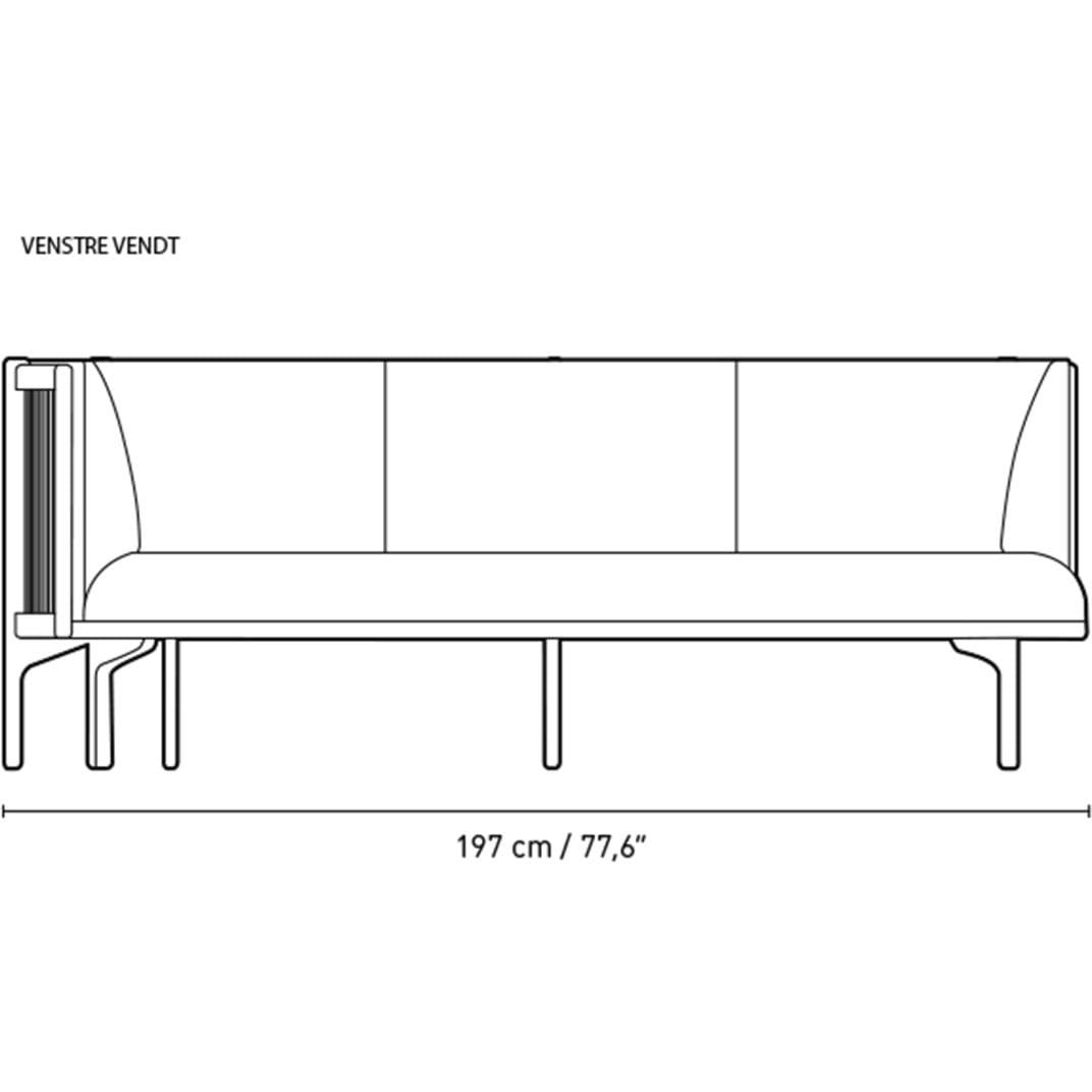 Carl Hansen RF1903 R Sideways Sofa 3 plazas de roble derecho/remix Fabic, azul/negro