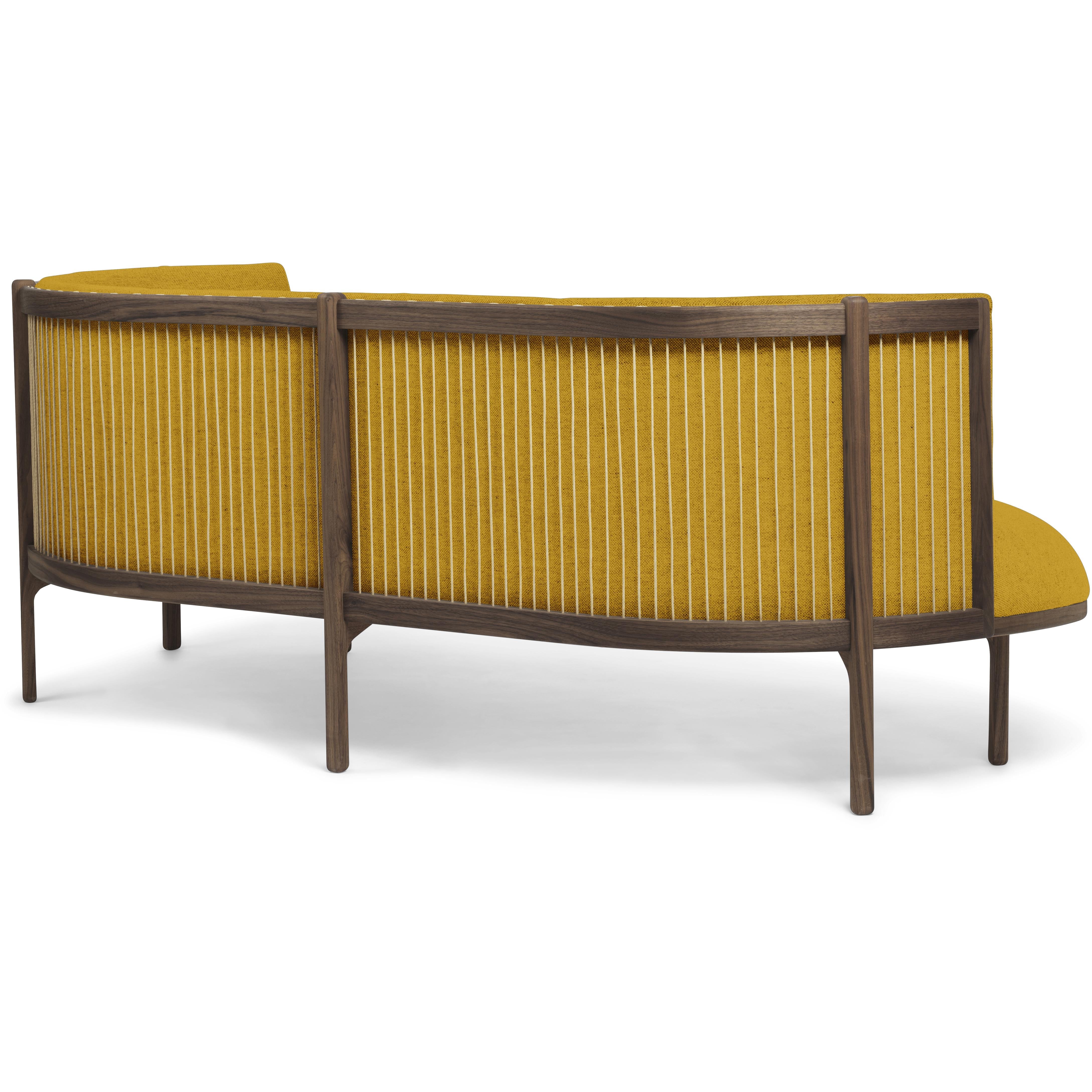 Carl Hansen RF1903 R Sideways Sofa 3 plazas de aceite de nogal derecha/Hallingdal 457 Fabic, amarillo/marrón natural