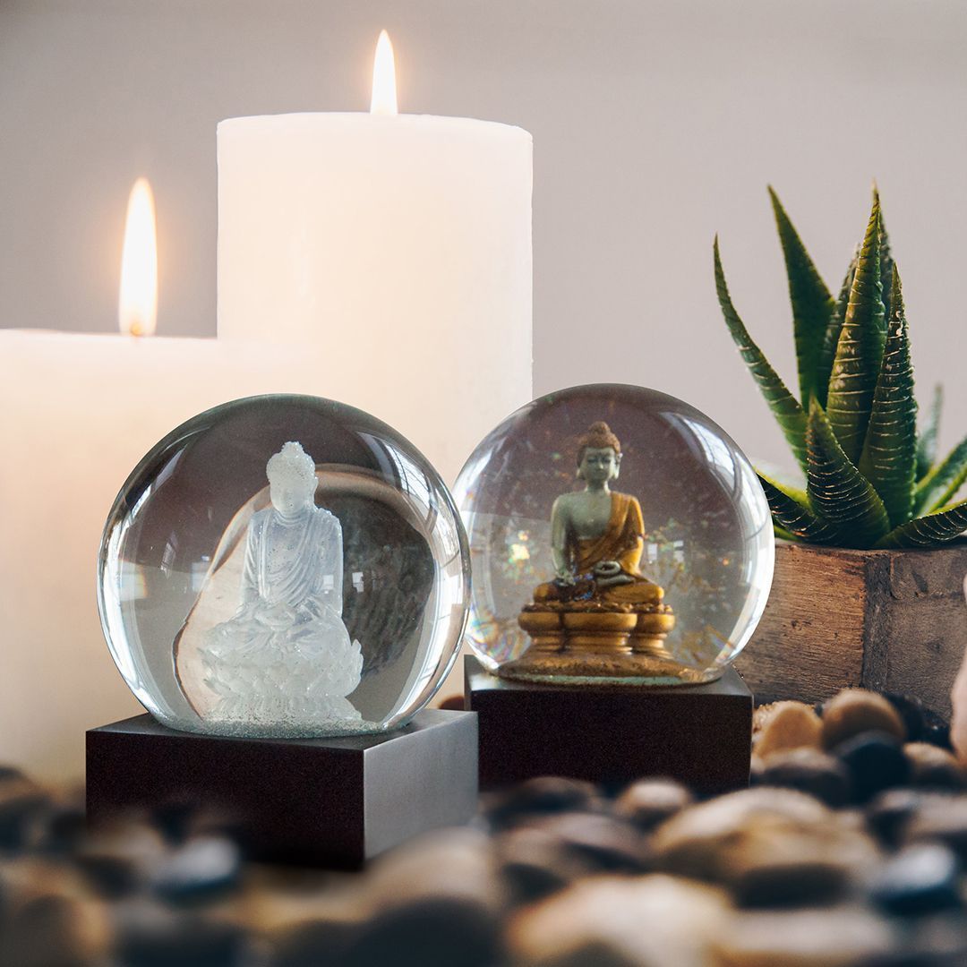 Cool Snow Globes Buddha To Go Gold