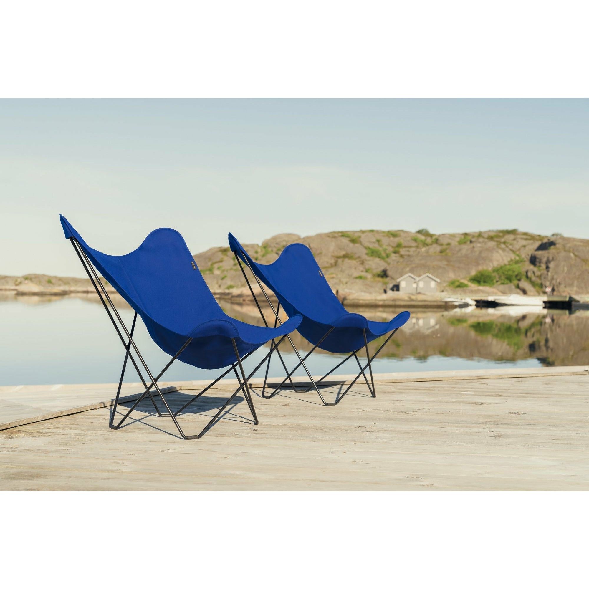 Cadeira de borboleta de curo sunshine mariposa, atlântico azul/preto galvanizado
