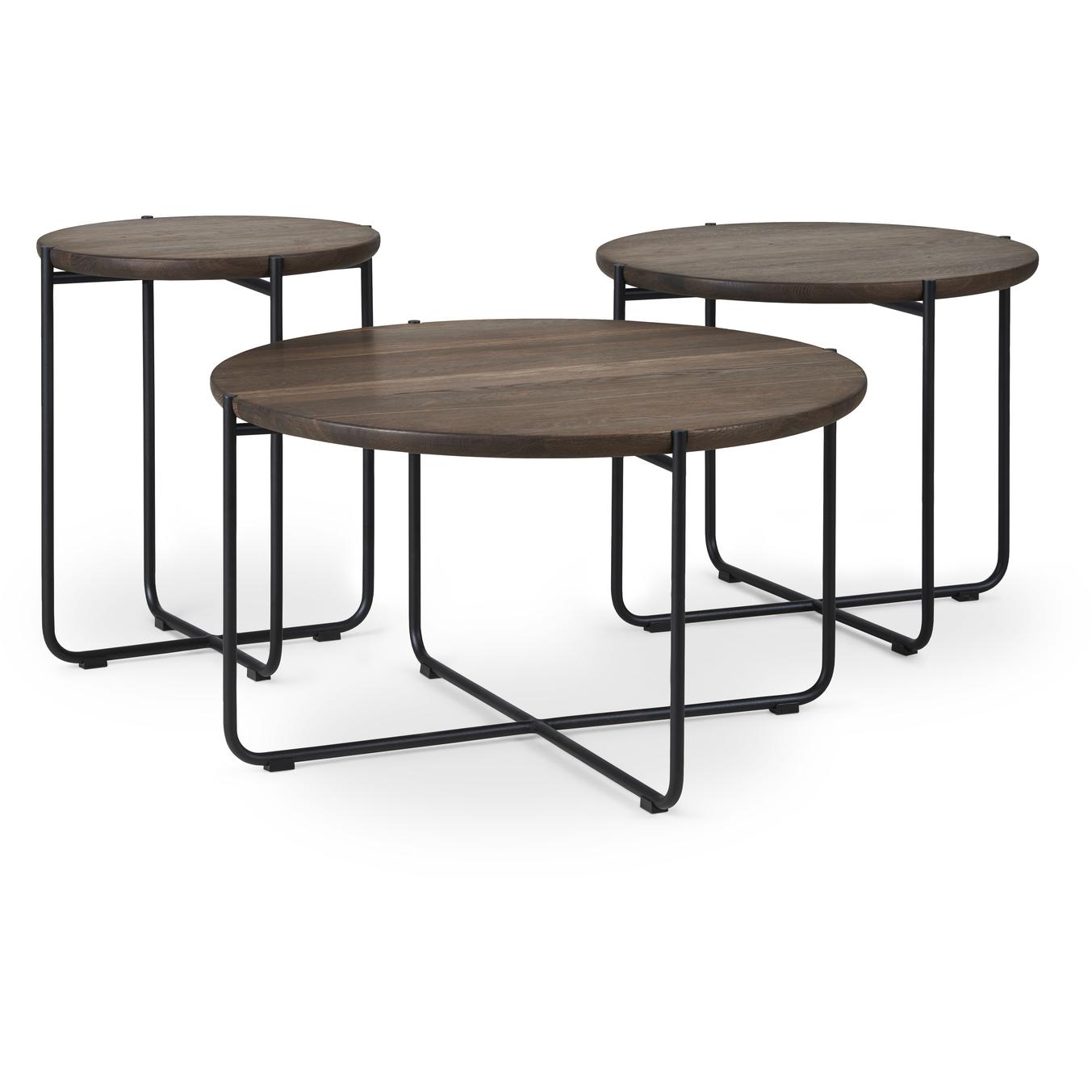 DK3 Konno Table d'appoint Round Oak Smoked, Ø80 cm