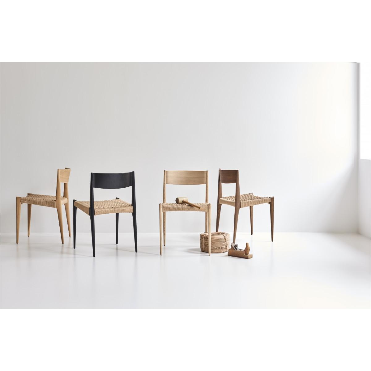 DK3 Pia Dining Chair, chêne fumé / papier naturel Cordel
