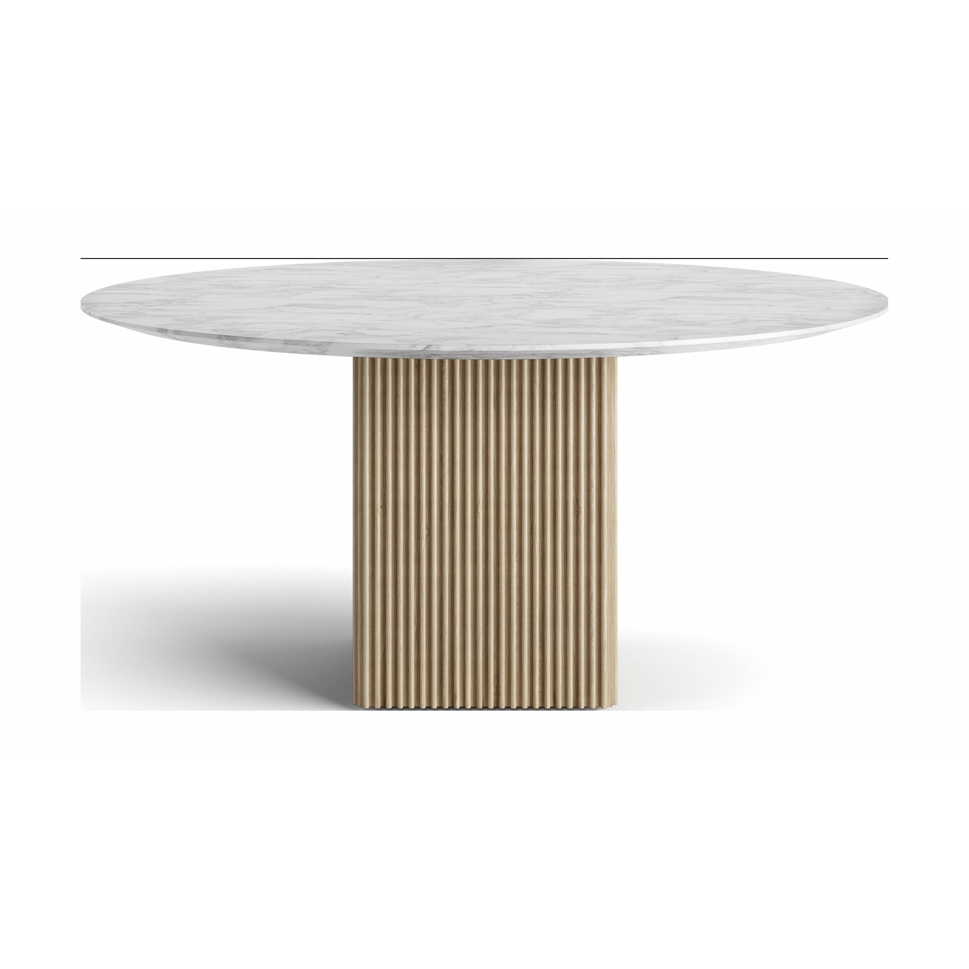 DK3 Ten de table à manger ronde marbre carrara / chêne blanc huilé, Ø150 cm