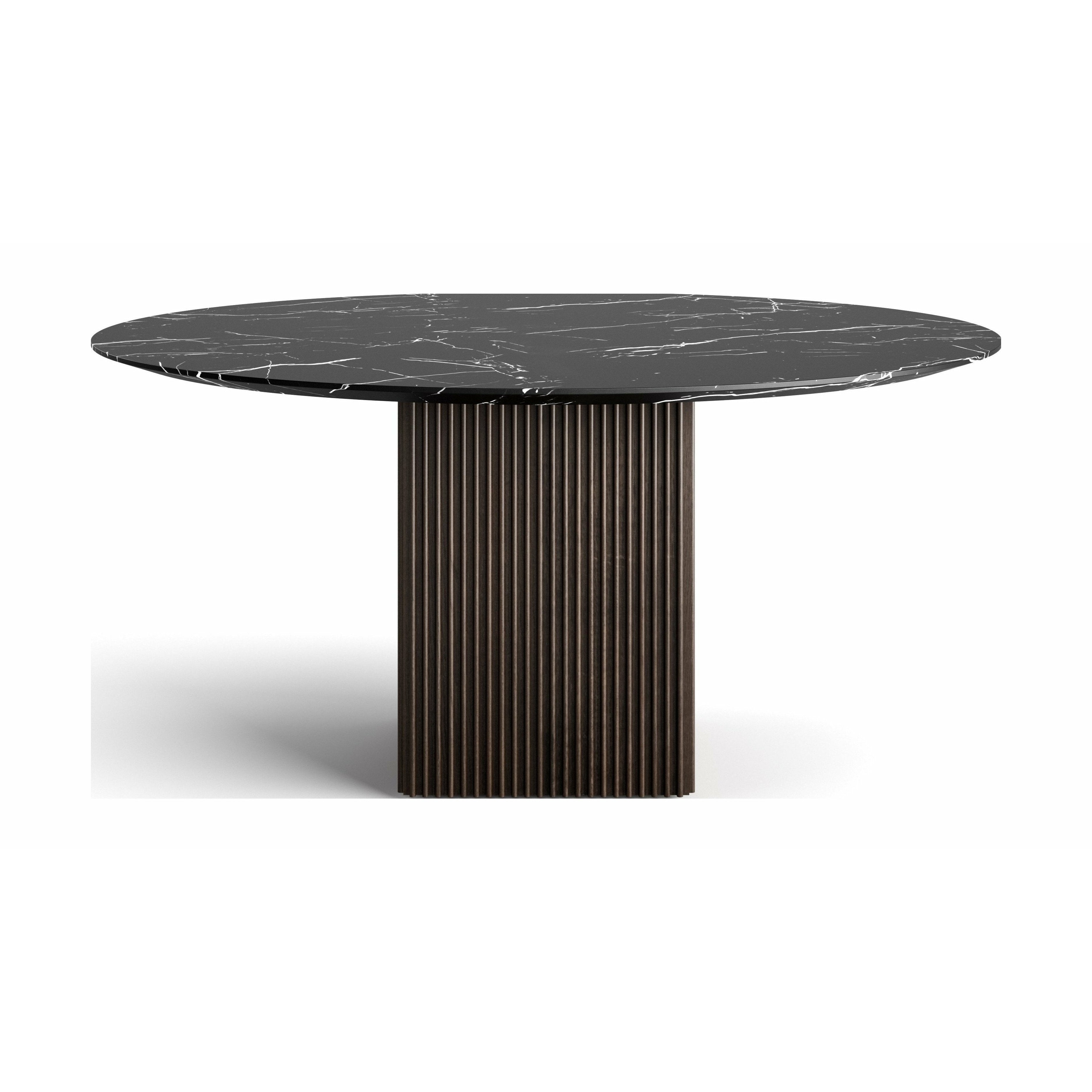 DK3 Ten Table à manger ronde marbre Marquina / chêne fumé, Ø150 cm