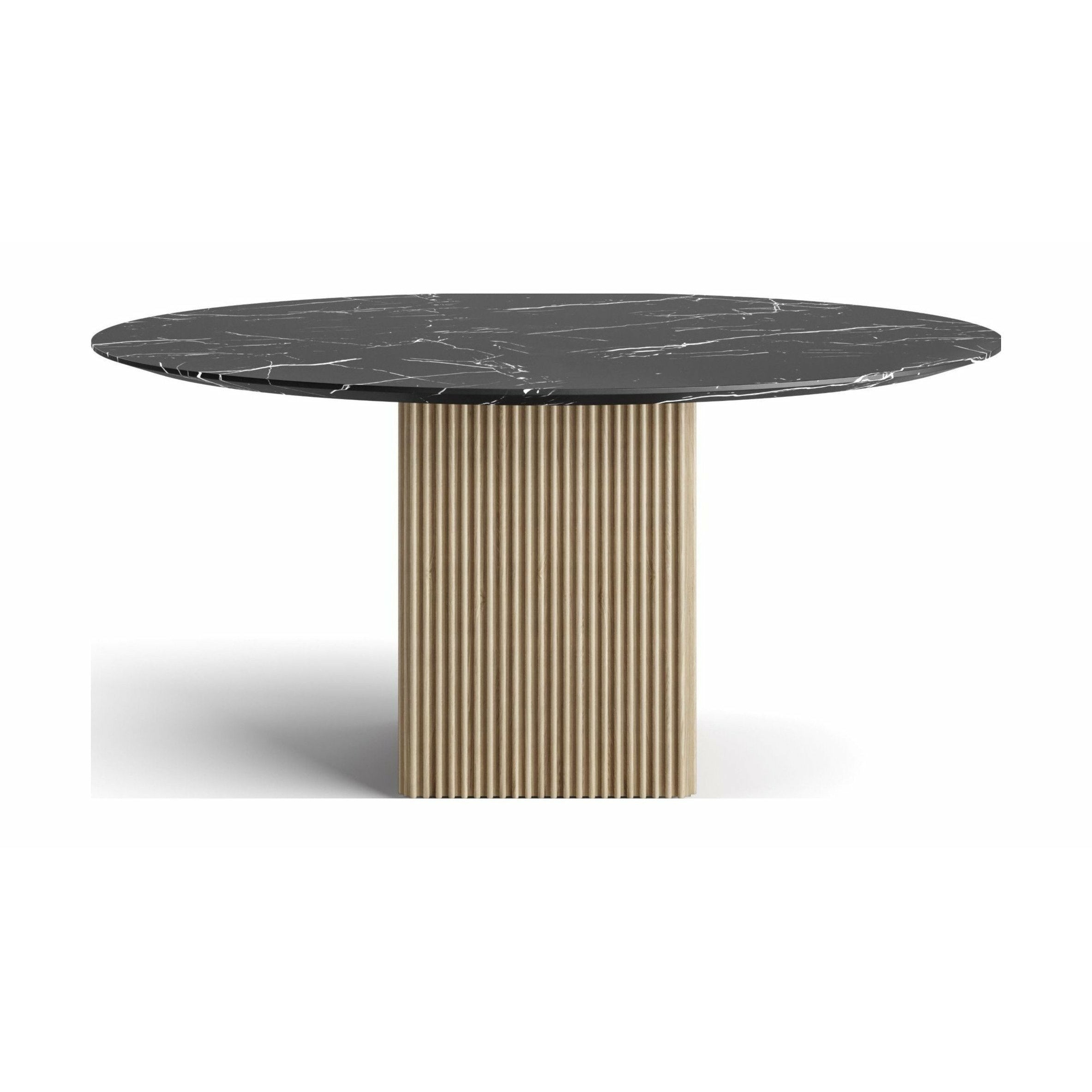 DK3 Ten de table à manger ronde marbre Marquina / chêne blanc huilé, Ø150 cm
