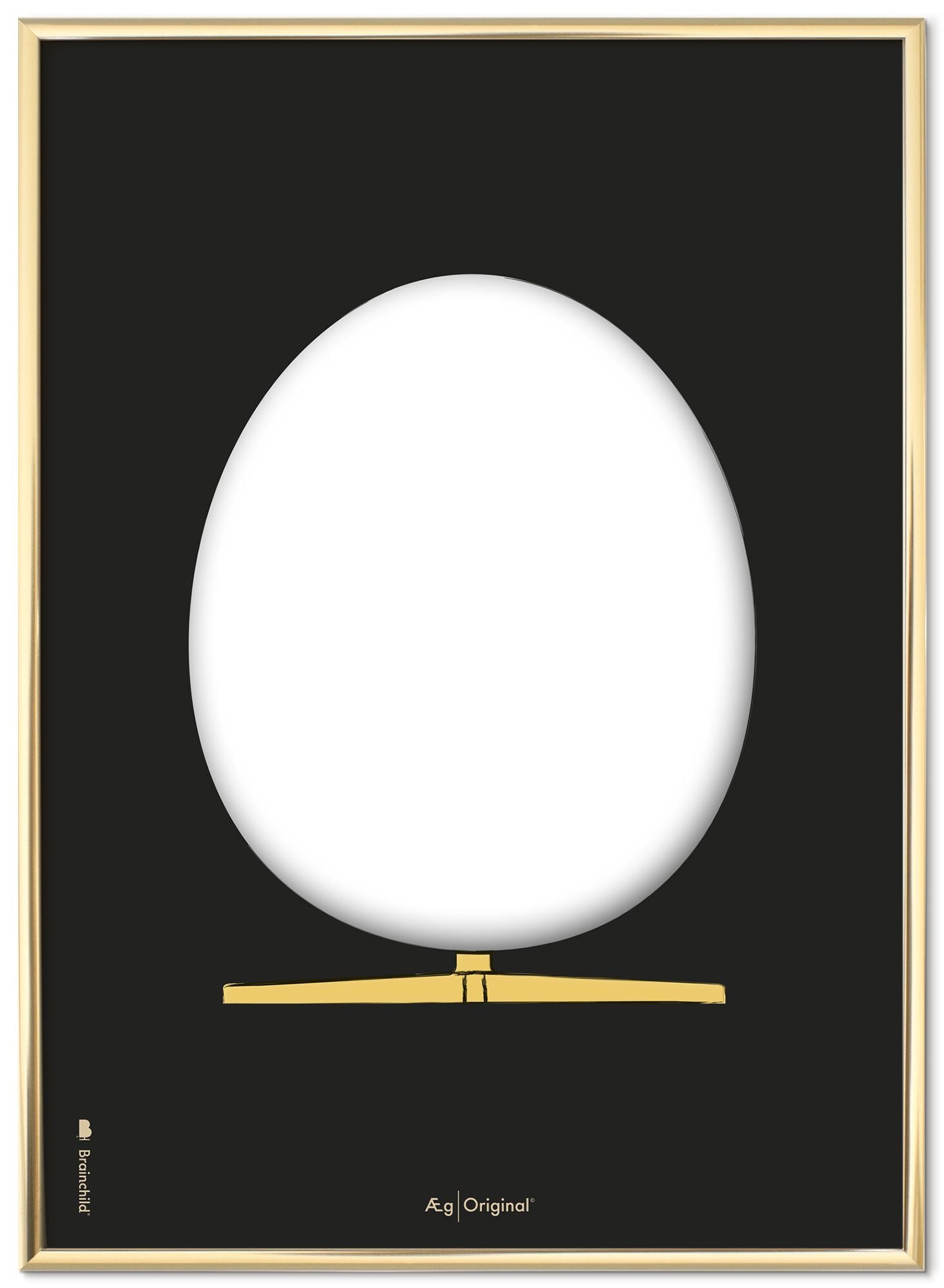 Brainchild The Egg Design Sketch Affisch Frame Made av mässingsfärgad metall 70x100 cm, svart bakgrund
