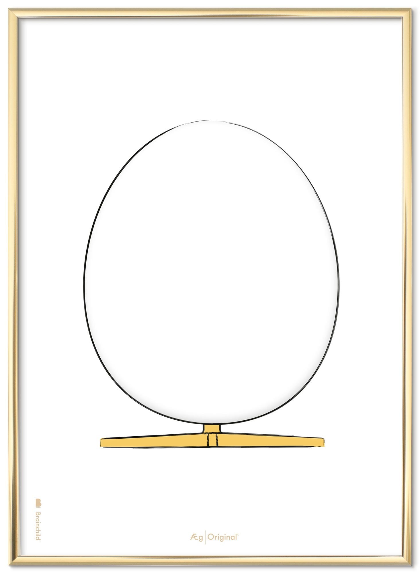 Brainchild äggdesignskissaffischen med ram gjord av mässingsfärgad metall A5, vit bakgrund
