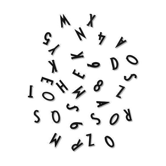 Letras de diseño de letras y números para piñones, negro, pequeño