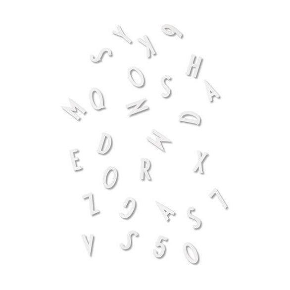 Letras de diseño letras y números para piñones, blanco, pequeño