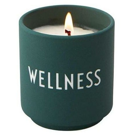 Designbuchstaben duftende Kerzen Wellness dunkelgrün, 6 cm