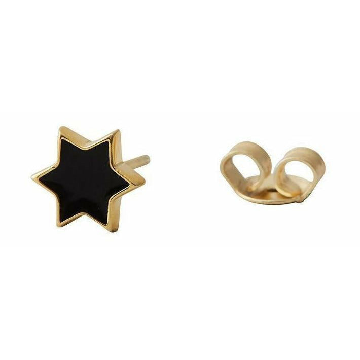 Designbuchstaben Ohrring's Emaille Star, Schwarz/Gold