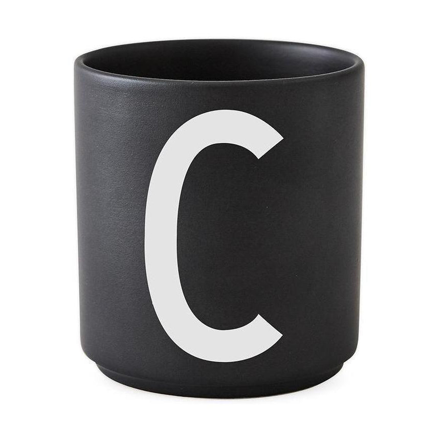 Design bogstaver Personlige porcelæns krus a z, sort, c