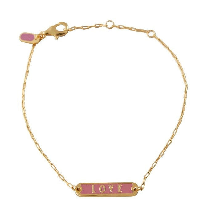 Design Letters Word Candy Bangle Love Brass guldbelagt, mørk lyserød