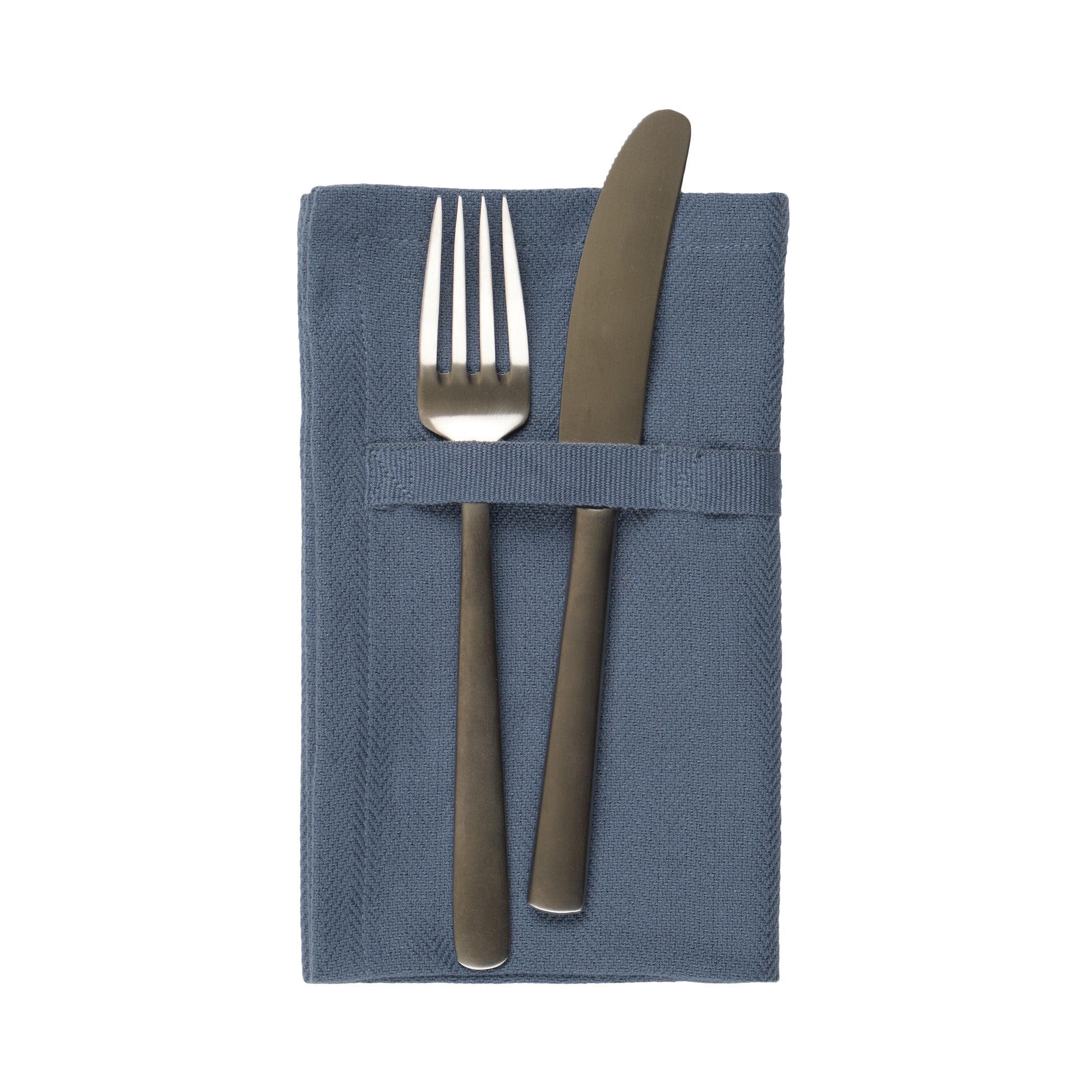 Las servilletas de cena de la compañía orgánica, azul gris