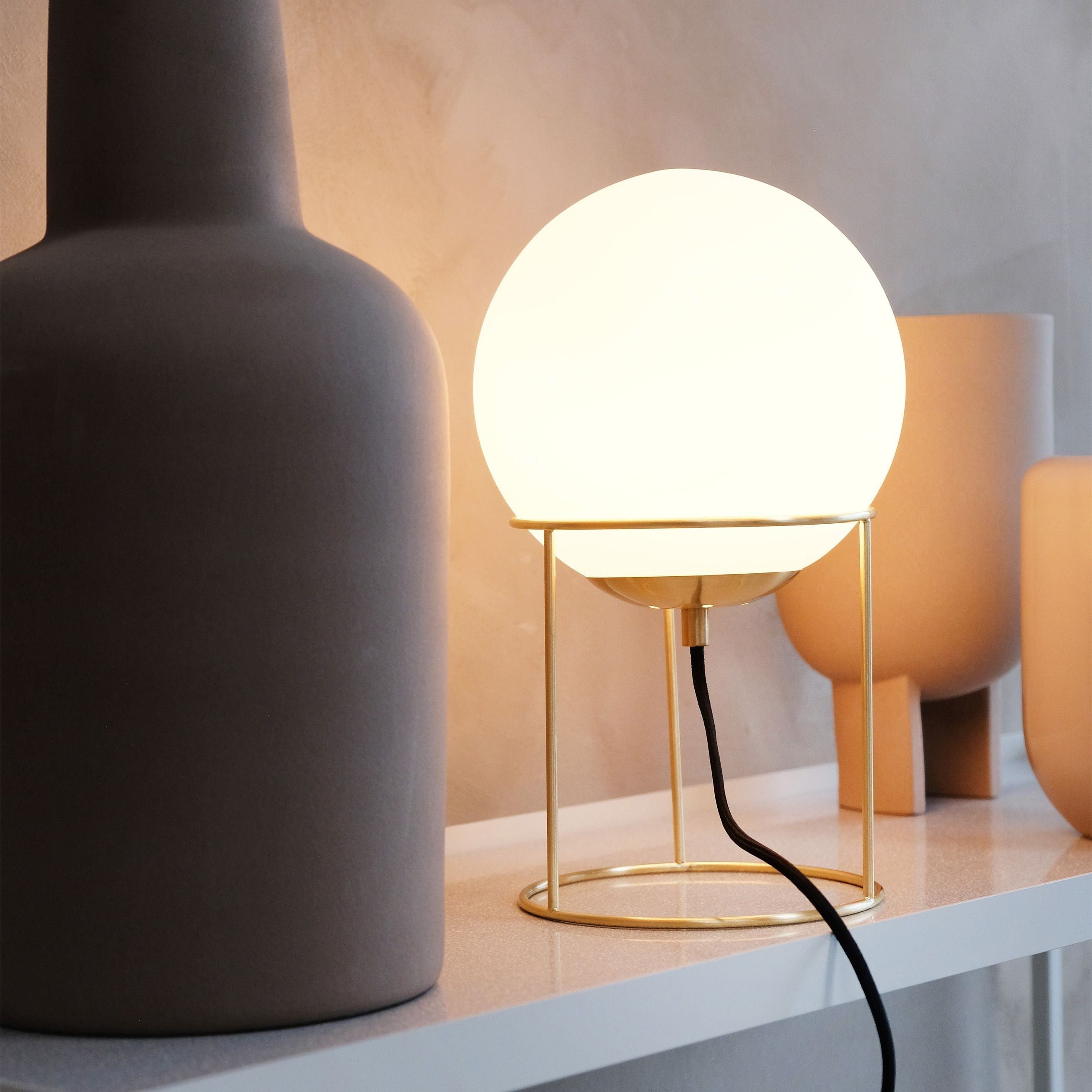 Dyberg Larsen Madrid Table Lamp, Opal/Brass