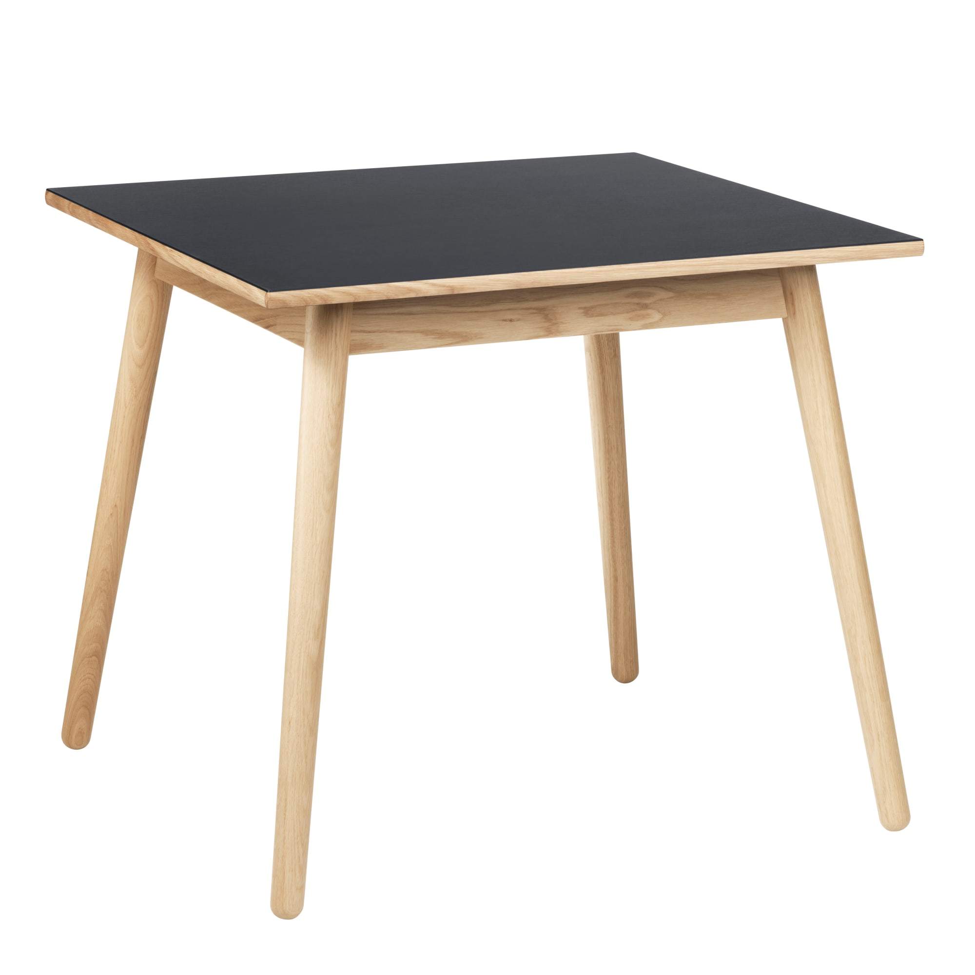 Fdb Møbler C35 Table à manger en chêne, plateau en linoléum gris foncé, 82x82 cm