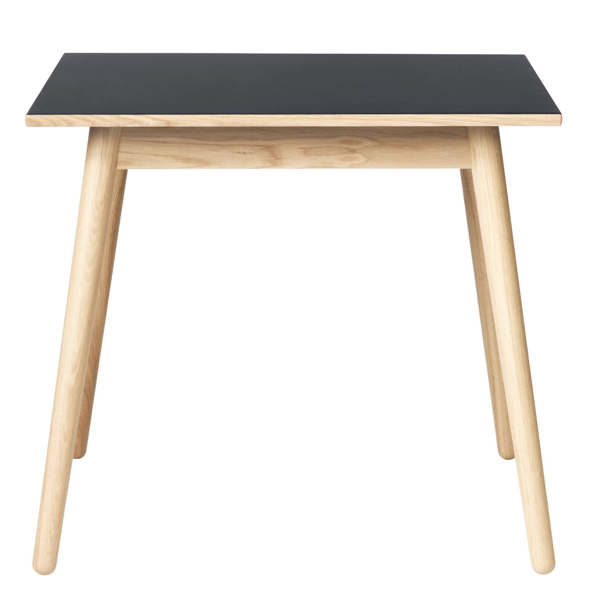 Fdb Møbler C35 Table à manger en chêne, plateau en linoléum gris foncé, 82x82 cm