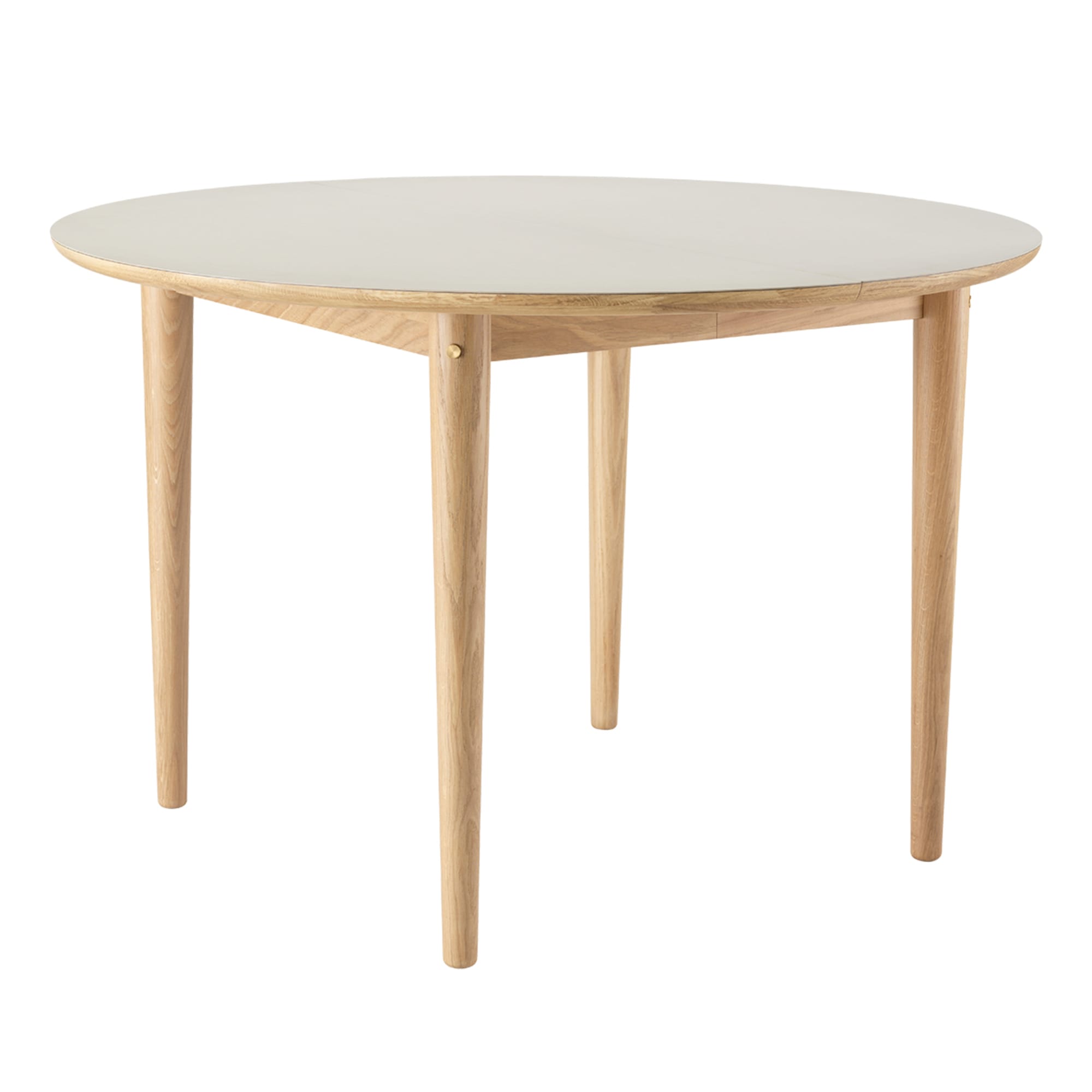 FDB Møbler C62 E Mesa de comedor con función de extracción de linóleo natural/gris